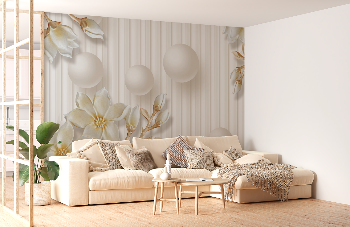 Фотообои и фрески - 3D веточки магнолии