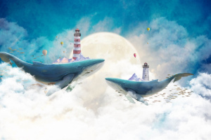 Киты и луна