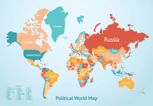 Политическая карта мира на английском языке