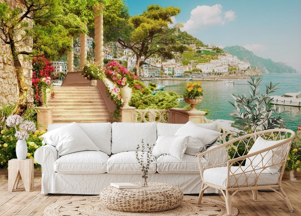 Фотообои и фрески - Лестница на живописной набережной